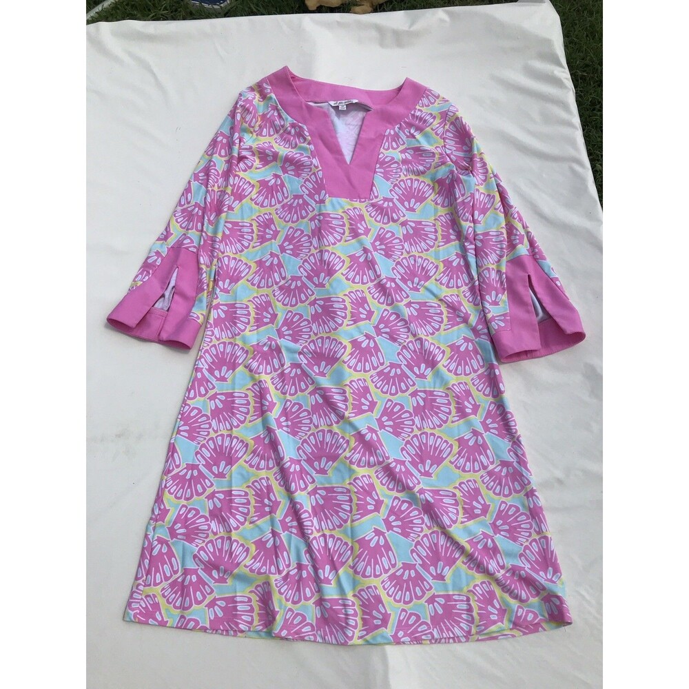 All For Color Pink and Yellow Patterned Midi Dress